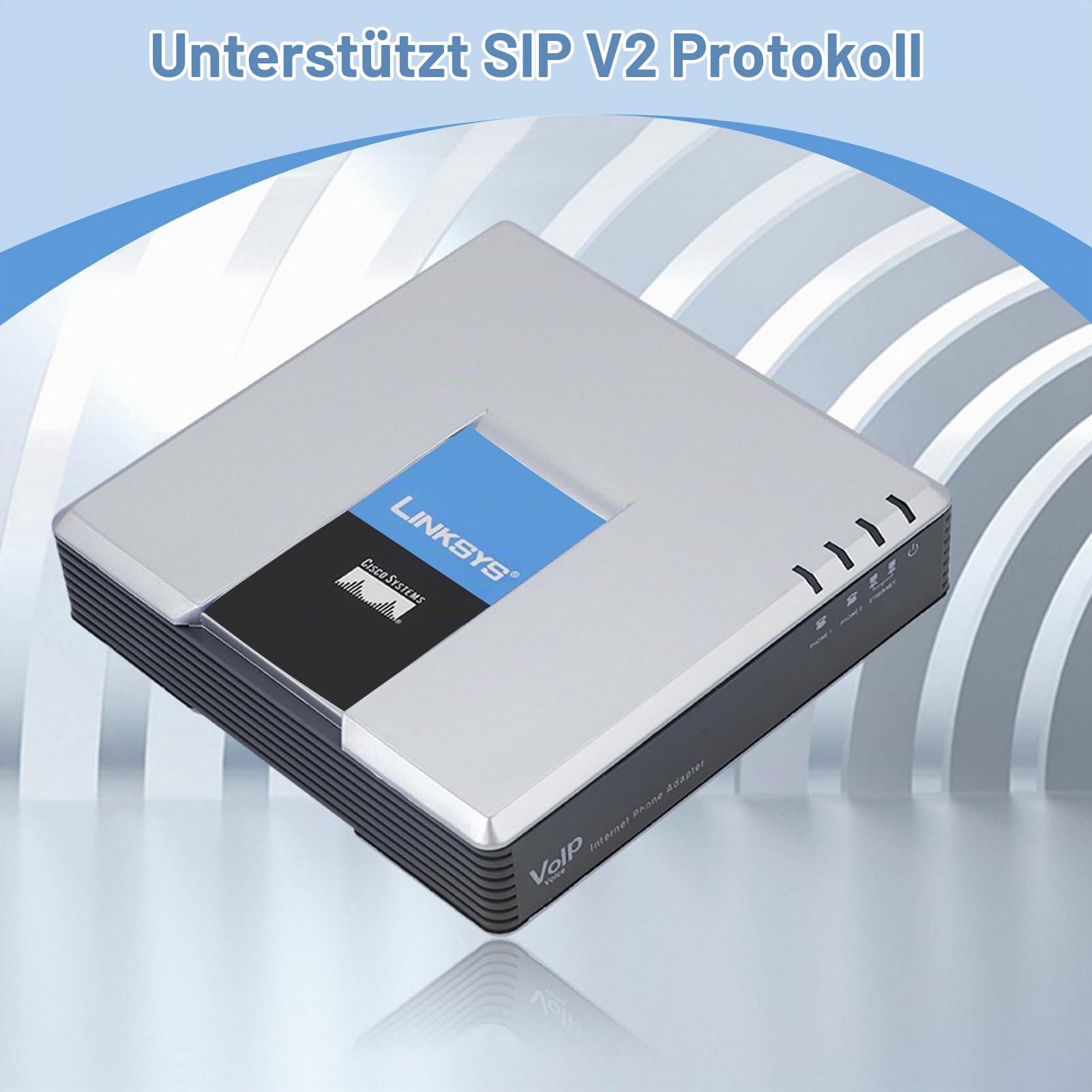 VOIP Telefonadapter für Voice Over IP, VOIP Gateway mit 2 Port Internet Telefonadapter RJ45 Netzwerkschnittstelle SIP RJ45 Kabel Für PAP2T, Unterstützung des SIP V2 Protokolls, DHCP