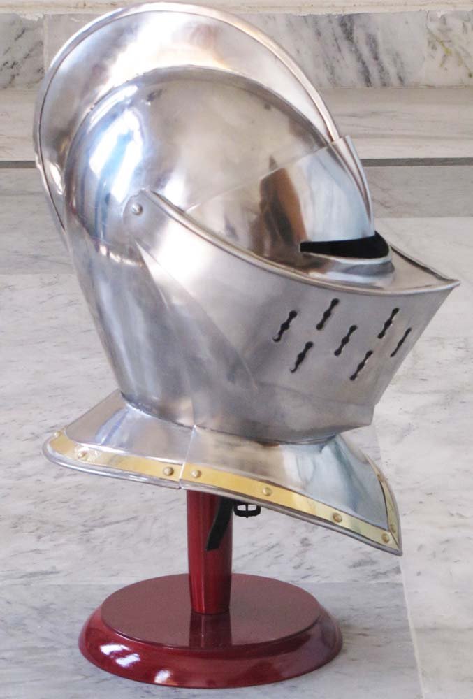 Casque fermé européen – Casque médiéval chevalier armure Heaume Larp Sca – Costume de jeu de rôle