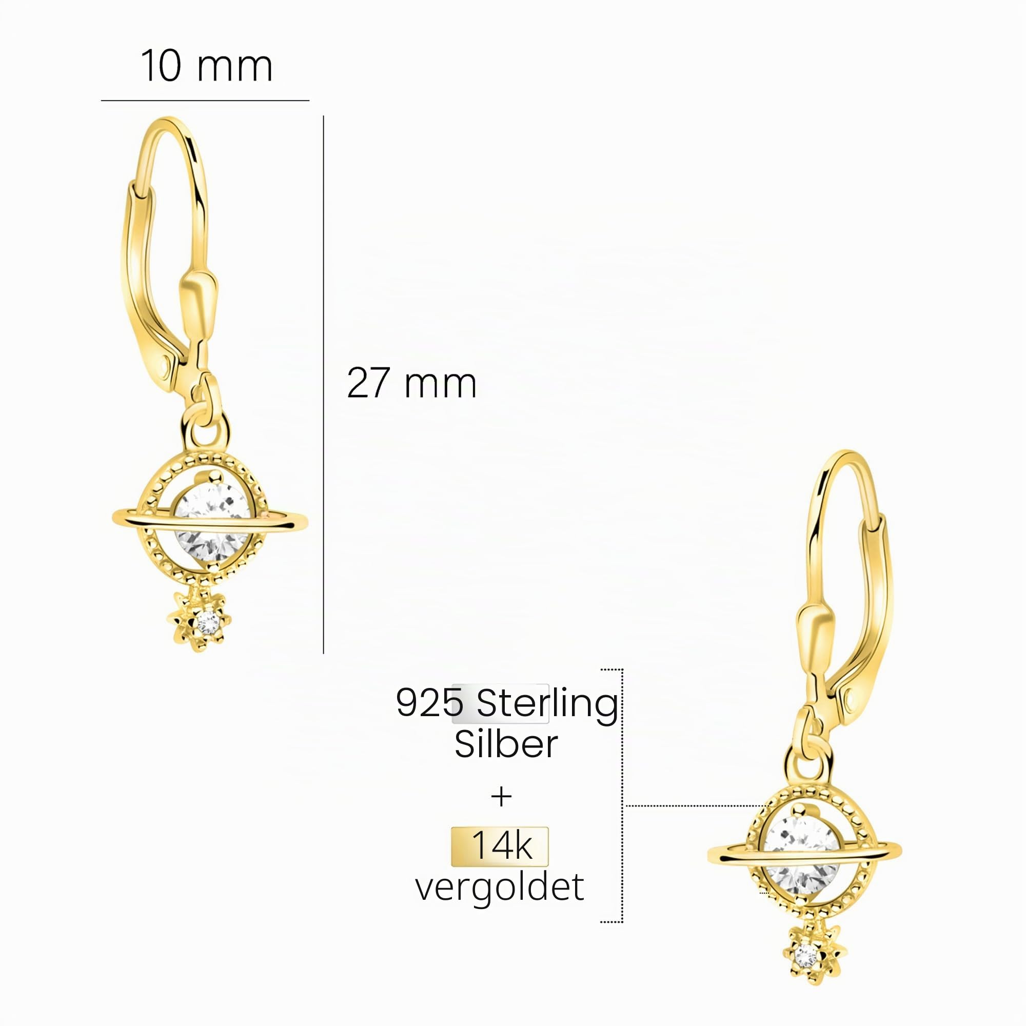 SOFIA MILANI - Damen Ohrringe 925 Silber - mit Zirkonia Steinen - Saturn Ohrhänger
