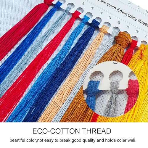 Image of Foxhool Stamped Cross Stitch Kits,11CT Printed Cross Stitch Pattern Full Embroidery Kits for Beginner Needlepoint Kits-Colorful Tree 16x20 inch
