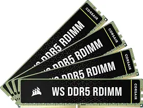 CORSAIR Memória de computador WS DDR5 ECC RDIMM 64GB (4x16GB) 6000MHz CL40 AMD Expo Intel XMP 3.0 - Preto (CMA64GX5M4B6000Z40)