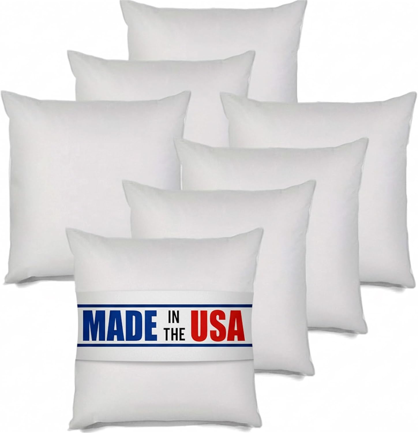 MSD 7 Pack Pillow Insert 32x32 Hypoallergenic Square Form Sham Stuffer Standard White Polyester Decorative Euro Throw Pillow Inserts for Sofa Bed - Made in USA (Set of 7) - Machine Washable and Dry
