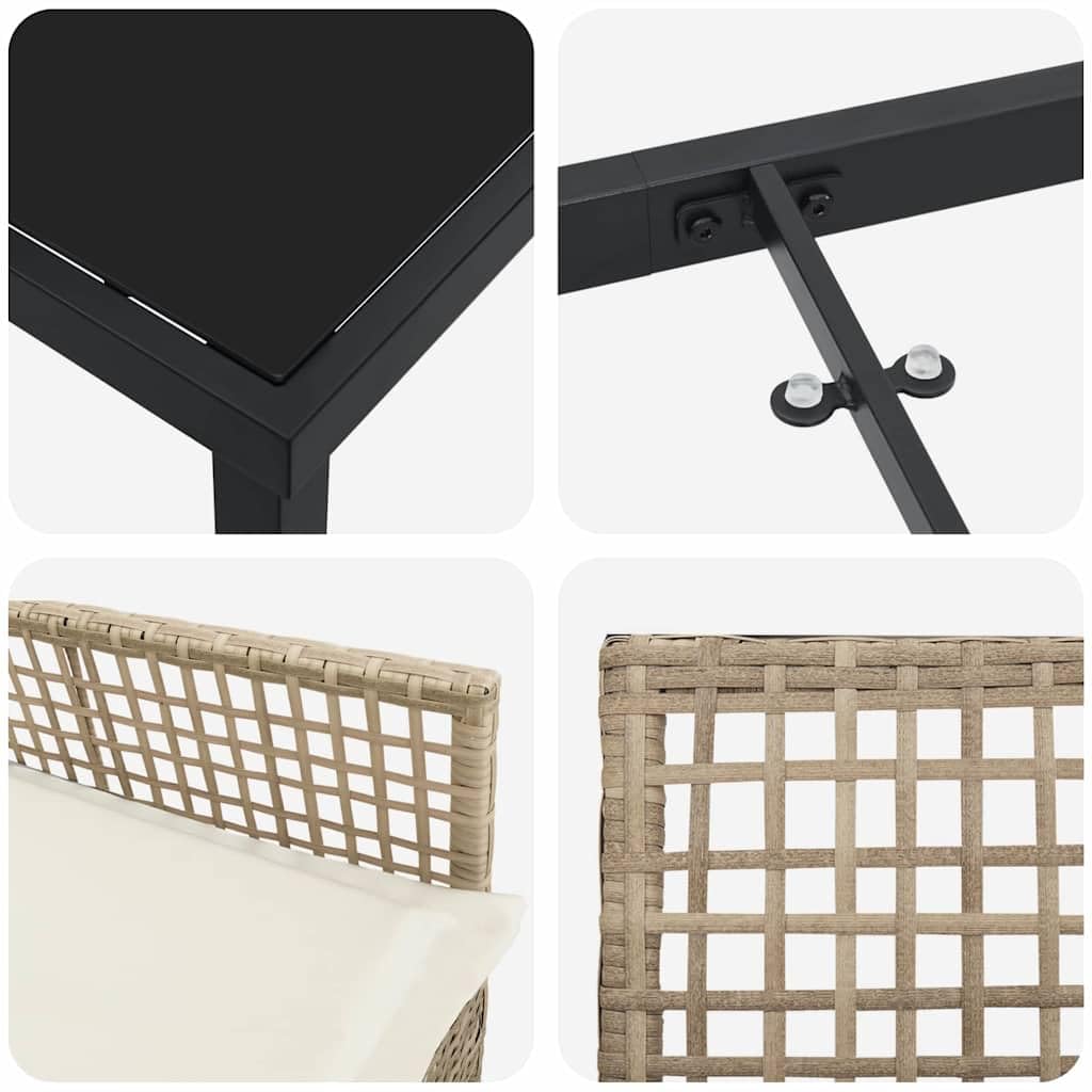 vidaXL Set da Pranzo per Giardino con Cuscino 5 PCS Beige polyrattan, Giardino e terrazza, arredo Moderno per Esterni, Set per Pranzo all'aperto, Zona Relax Resistente