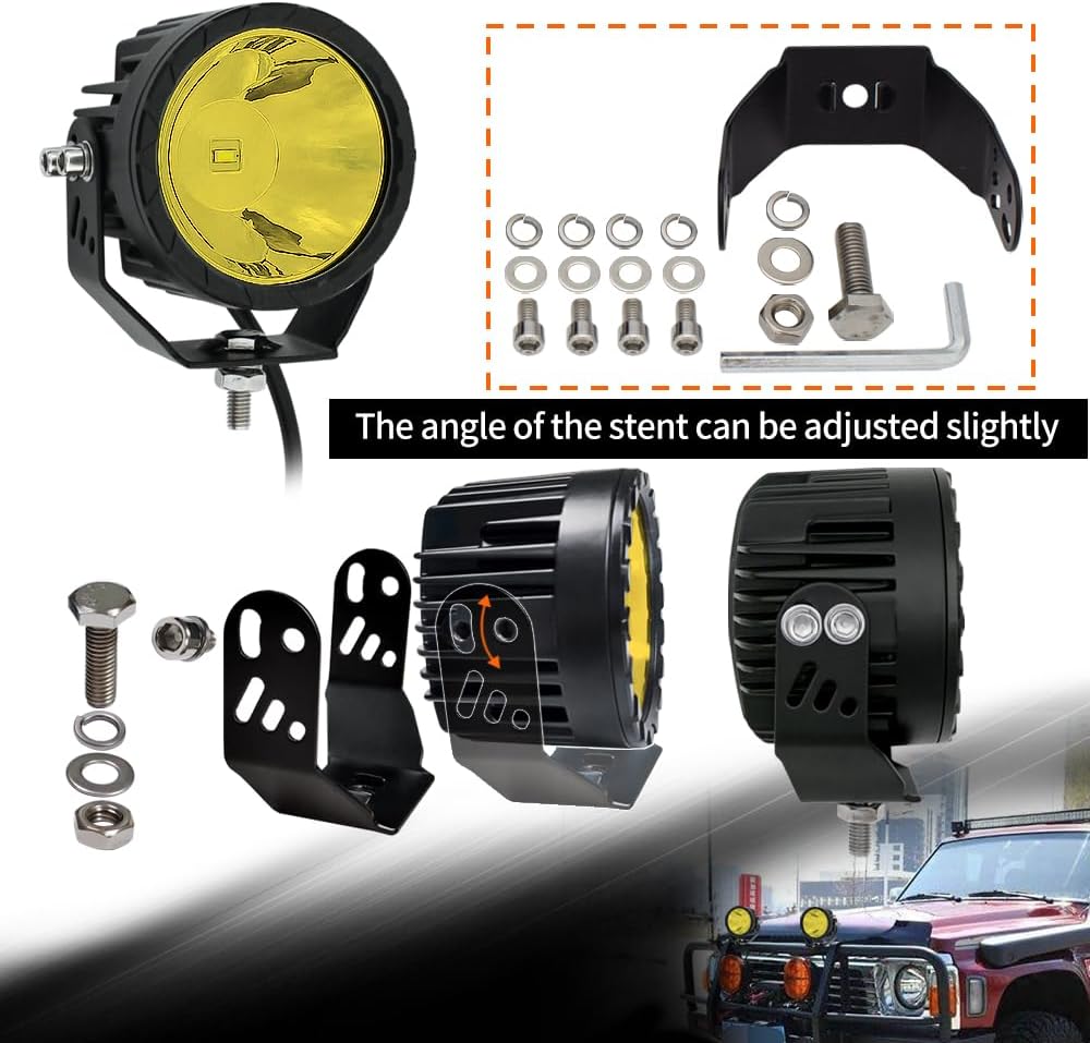 STDYSUN Round LED Yellow Offroad Driving Fog Pod Lights 2Pcs 3.5Inch Spot Beam Motorcycle Fog Lights Work Auxiliary Lights Ditch Bumper Lights Bicycle lights fit for Bicycle Truck ATV UTV Motorcycle