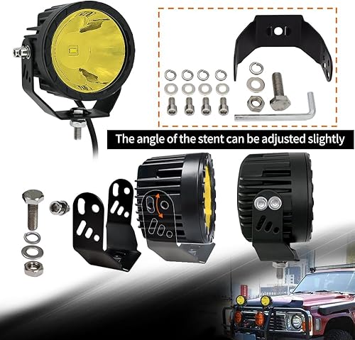 Miniatura 3 de Luces antiniebla LED redondas amarillas para conducción todoterreno, 2 unidades, haz puntual de 3.5 pulgadas, luces antiniebla para motocicleta,