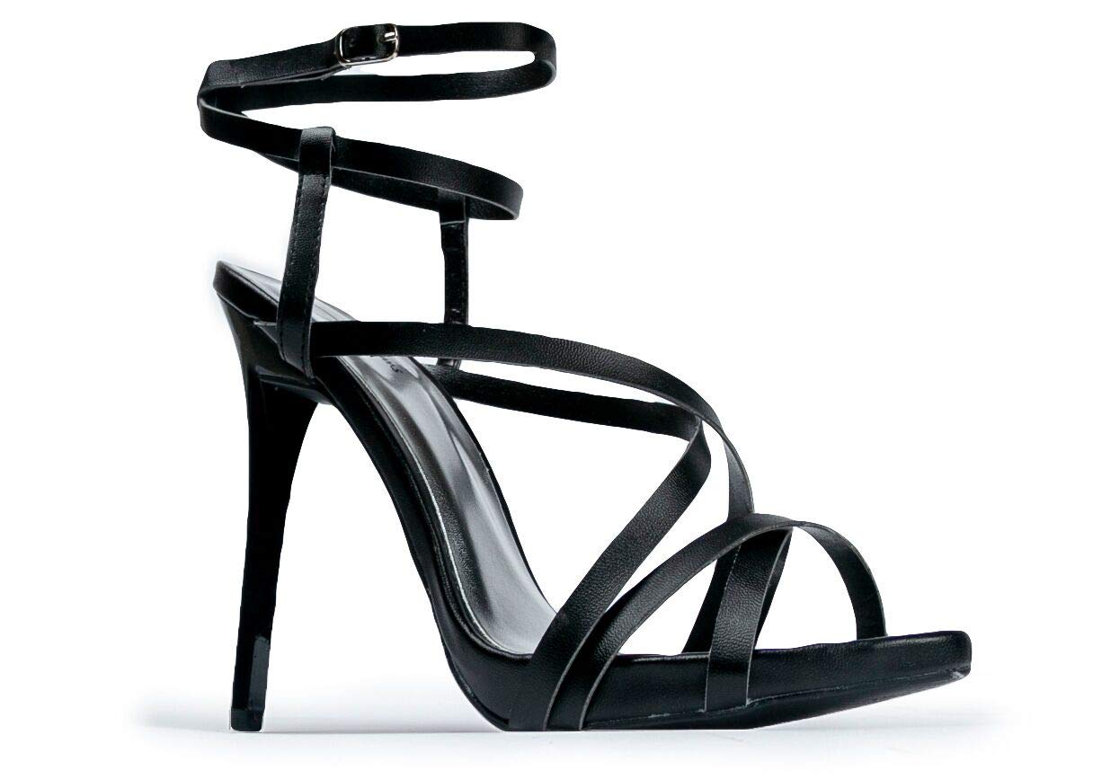 ZOOSHOO Womens Ankle Strap High Heel Sandals - Dress, Wedding, Party Heeled Shiny Pumps - Elegant, Comfortable & Strappy