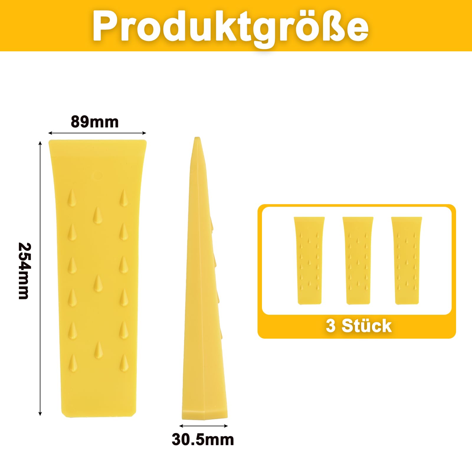 QUARKZMAN Cunei da Abbattimento in Plastica 3pz Cuneo Anteriore ABS 254 mm Cuneo Spaccalegna per Legna Cunei per Alberi Legno Accessori Forestali Foresta, Giallo