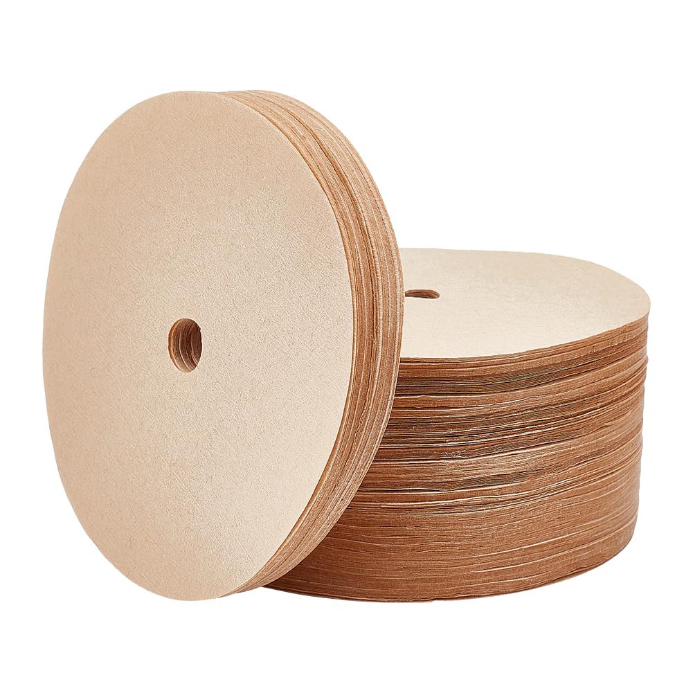 GOMAKERER 300 Pcs Percolator Coffee Filters, Round Unbleached Coffee Filter 3.74 Inch in Diameter Burlywood Paper Disc Coffee Filters for Bozeman Percolator