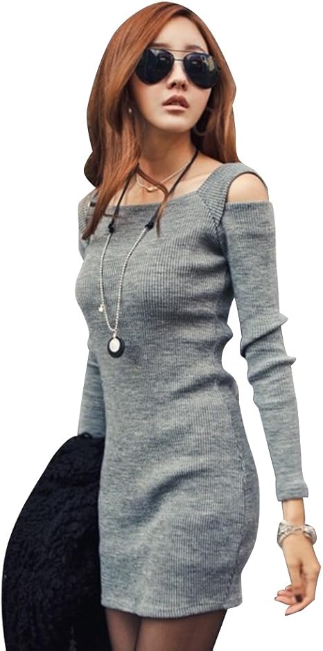 Damen Strickkleid Langarm Lang - Bodycon Pulloverkleid Für Herbst & Winter