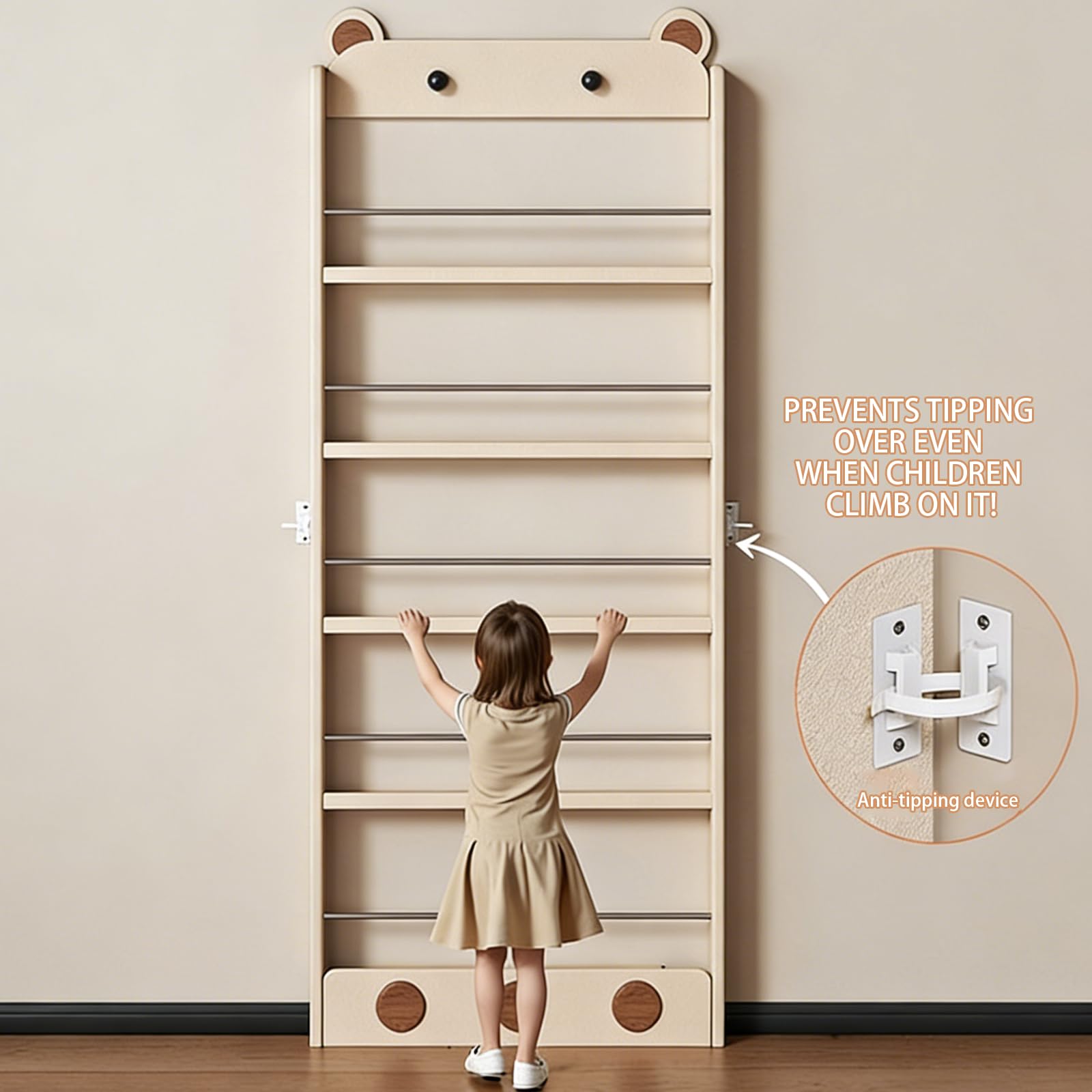 Libreria Stretta Dietro la Porta Libreria Ultrasottile e Stretta con Vano Portaoggetti Dietro l'anta Dotata di Piastra di Protezione in Metallo e Design Antiribaltamento Adatta all'uso Fami 5F 23.6IN