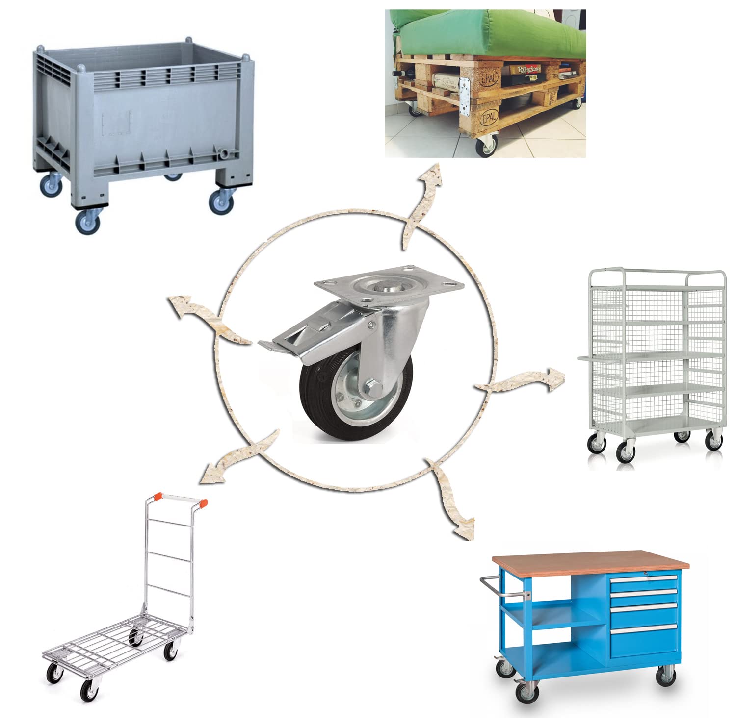 Ruota Per Carrelli Carrello Industriale Industriali Base Girevole 3'' 7