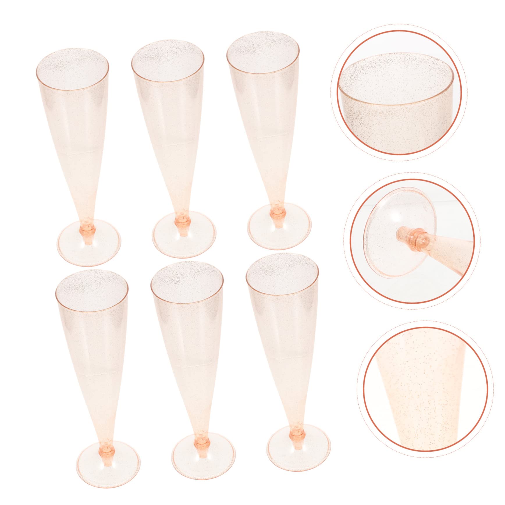 PRETYZOOM 10 Piece Plastic Flutes Set 4.5oz Elegant Sturdy Disposable Glasses Sturdy Base for Parties Banquets Wedding Toasting