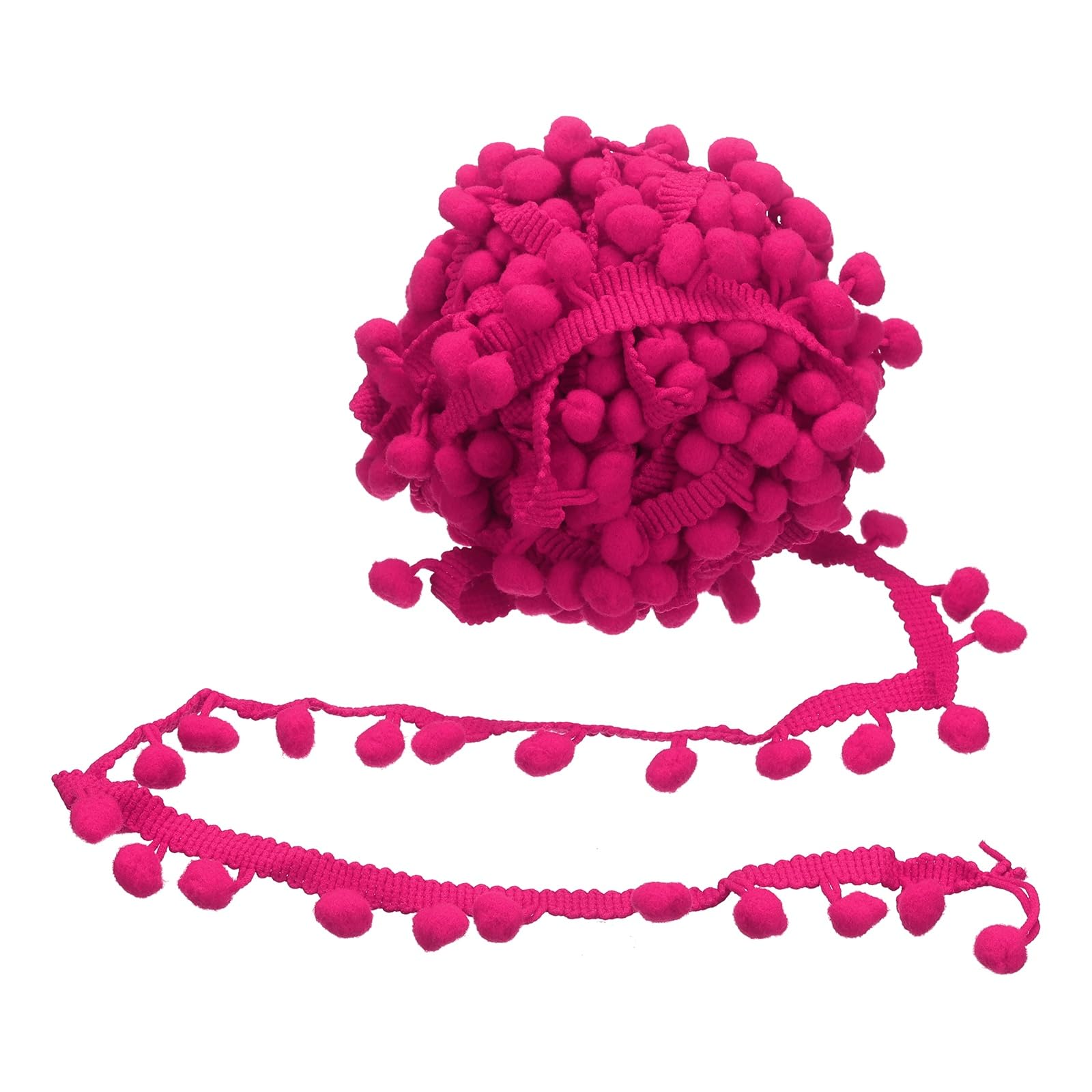 sourcing map 6 Yards Pom Poms Trim, 0.47" Wide Pompoms Balls Fringe Trim Ribbon Tassel Lace Accessory for DIY Craft Sewing Clothing Curtain Pillow Home Decoration(Rose Red)