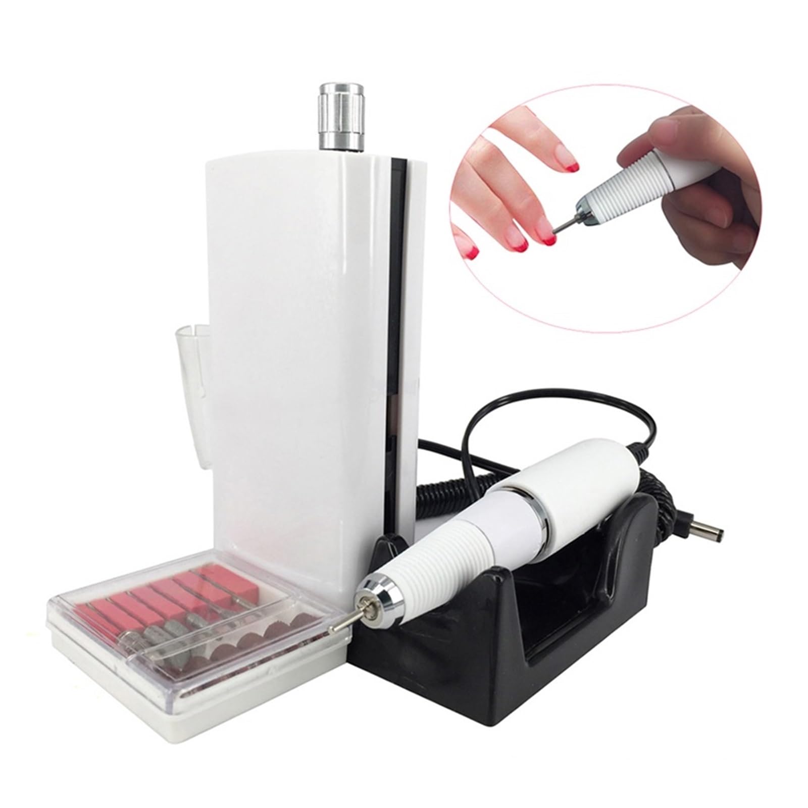 Elektrische Nagelbohrmaschine, Tragbare elektrische Nagelbohrmaschine mit 30.000 U/min, wiederaufladbares kabelloses Maniküre-Pediküre-Set, Nagelpoliermaschine Geräuscharmes Design