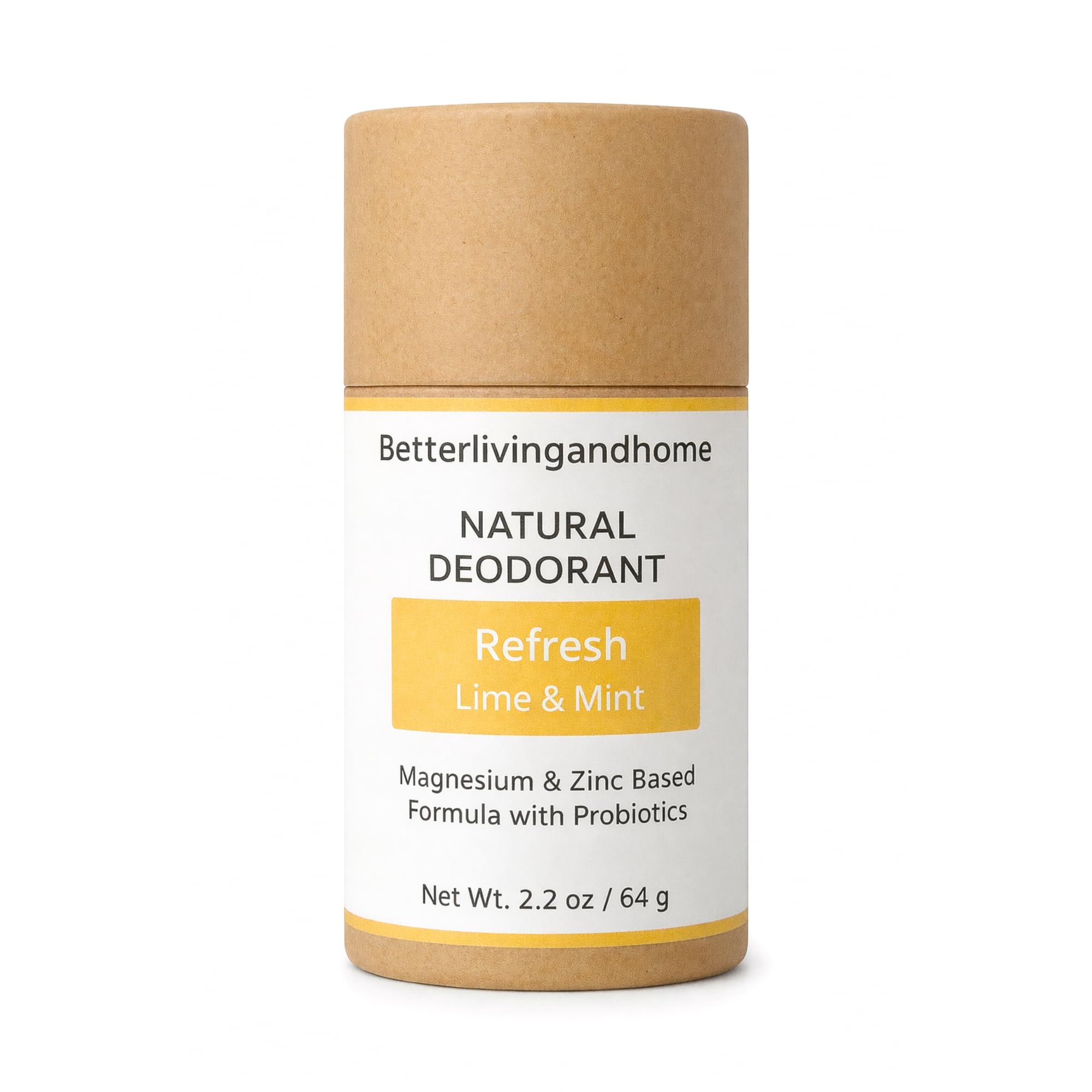 Betterlivingandhome Natural Deodorant Stick 64g | Refresh Natural Deodorant Stick – Lime Mint Scent | Probiotics-Based, Plastic-Free, Handmade in India | 64g Push-Up Tube | Aluminum-Free & Baking Soda-Free-image-4