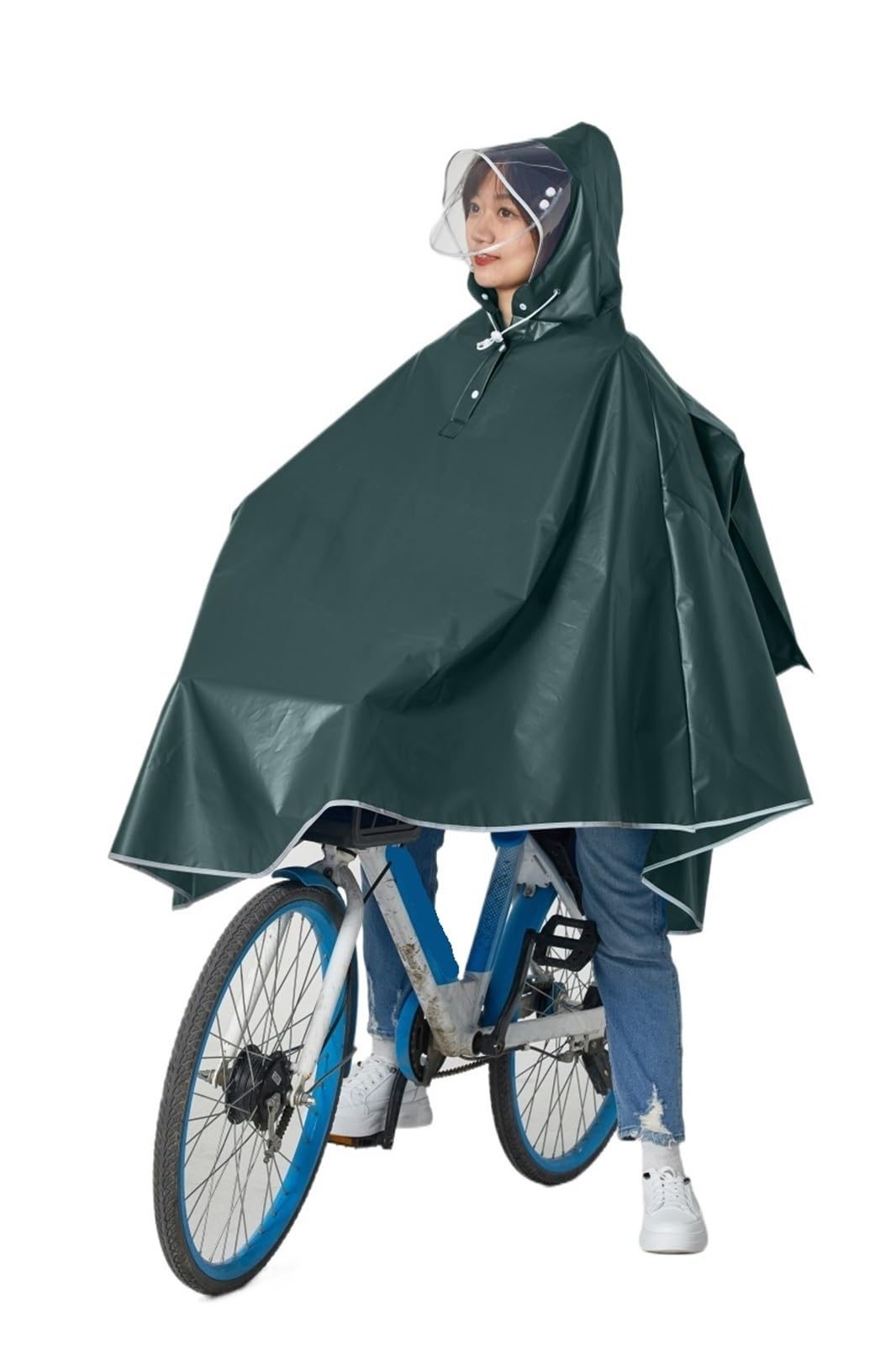 Sdiuakbv Unisex Color-02 Rain Poncho Bicycle Rain Ponchowomen Men Waterproof Lightweight Reusable Hooded Rain Capes Reflective Stripe For Bike Motorcycle Rainwear(Color-02)