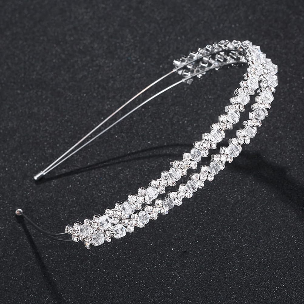 Double Layer Silver Hair Hoop Rhinestone Headband Wedding Hair Loop Hair Clasp Hair Band Bridal Hair Accessories