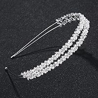 Vista 6 de Diadema de doble capa de plata con diamantes de imitación para el cabello, cierre de pelo, accesorios para el cabello nupcial