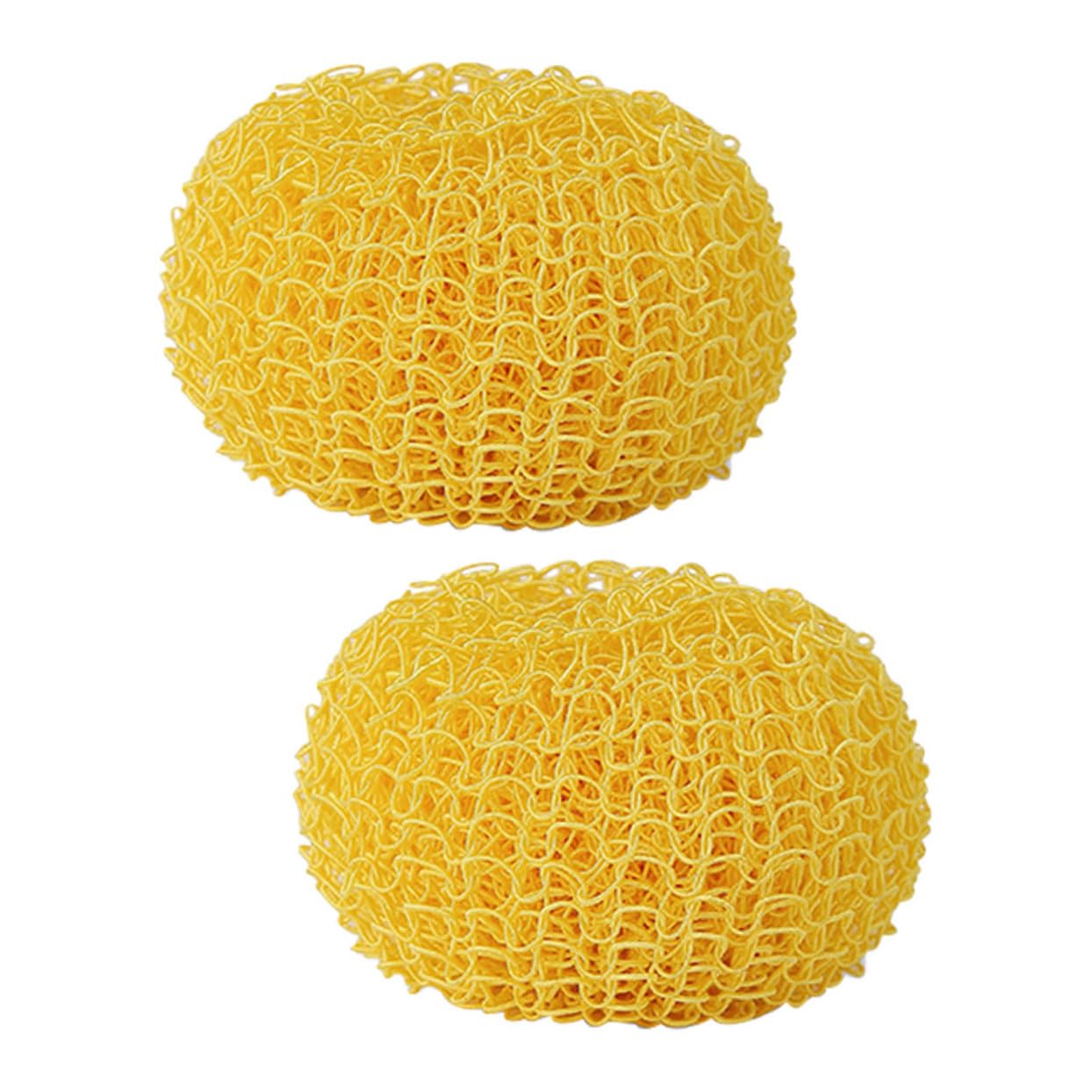 Boule à Récurer la Vaisselle Ronde 2 Pièces en Fibre Jaune
