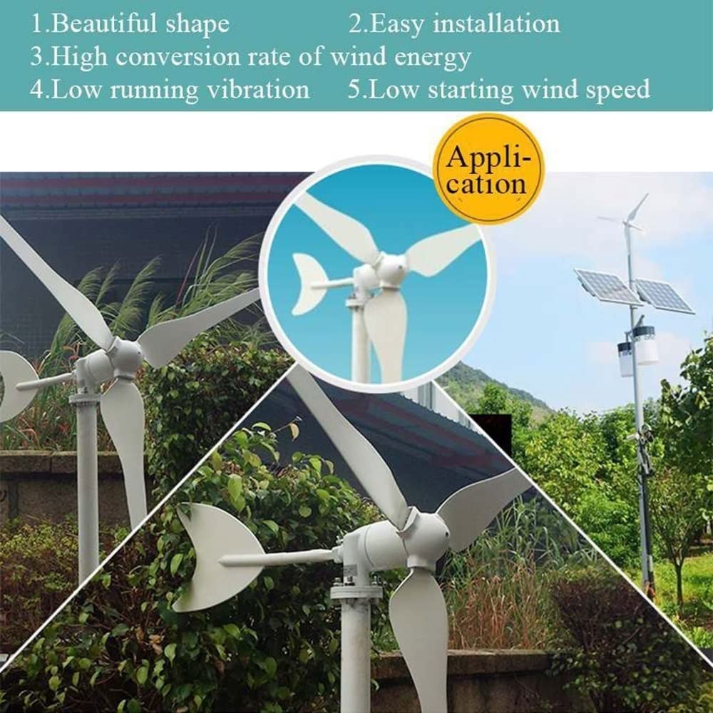 Zestaw generatora turbiny wiatrowej 400 W – 12 V/24 V, 3 łopaty, idealny do domu i na kemping, wydajny kontroler wiatru do rozwiązań w zakresie energii odnawialnej
