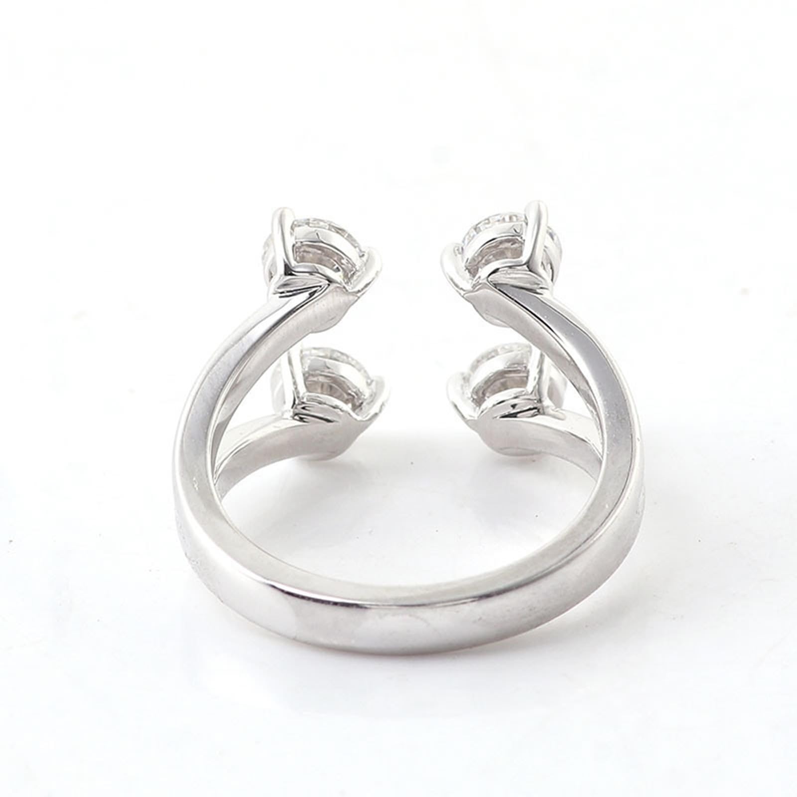 Bague de fiançailles ouverte en or blanc 9 carats avec moissanite ronde pour femme