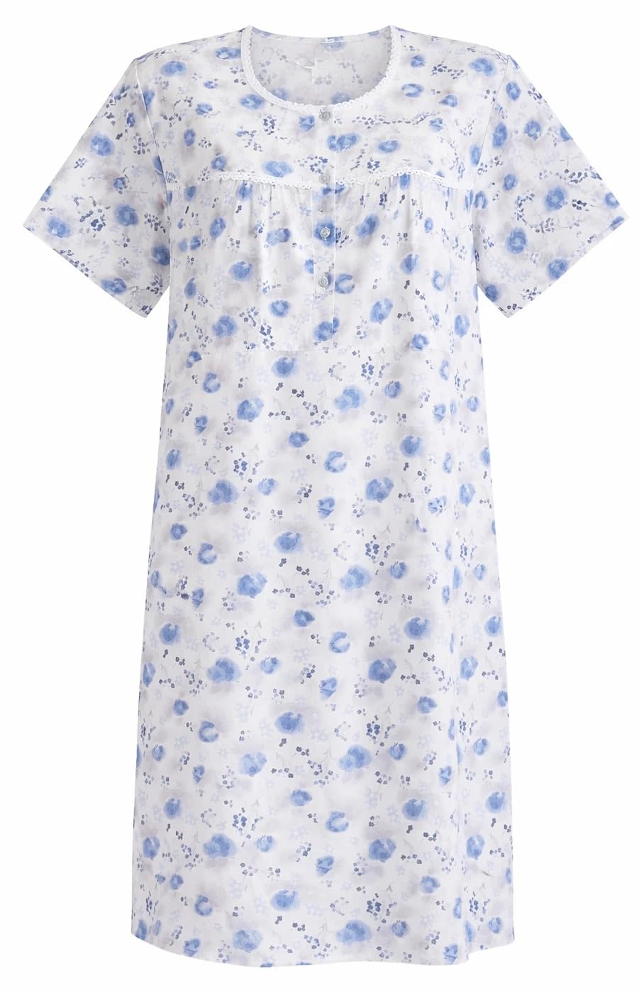 Silvia Camicia da Notte Donna Estiva Manica Corta Cotone Batista 01018