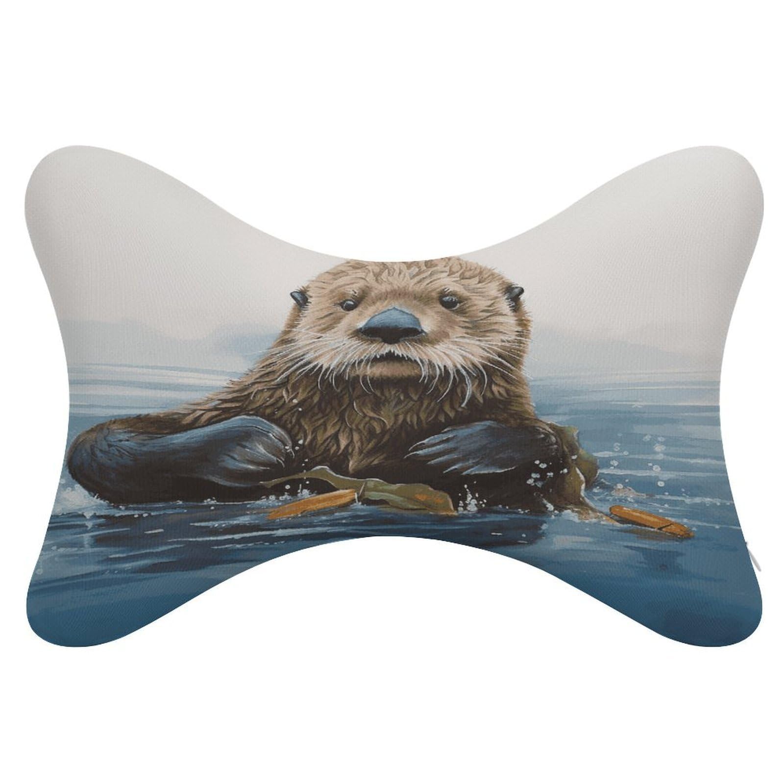 FekiLoot Sea Otter Car Headrest Set of 2,Softness Memory Foam Car Neck Pillow with Breathable Removable Cover Car Neck Support Pillow Ergonomic for Driving, Office