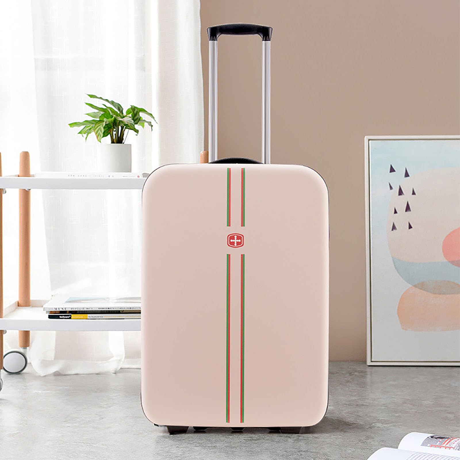 Wózek na bagaż, stylowy, zajmujący mało miejsca składany bagaż kabinowy, wygodny na wyjazdy służbowe,Pink,20