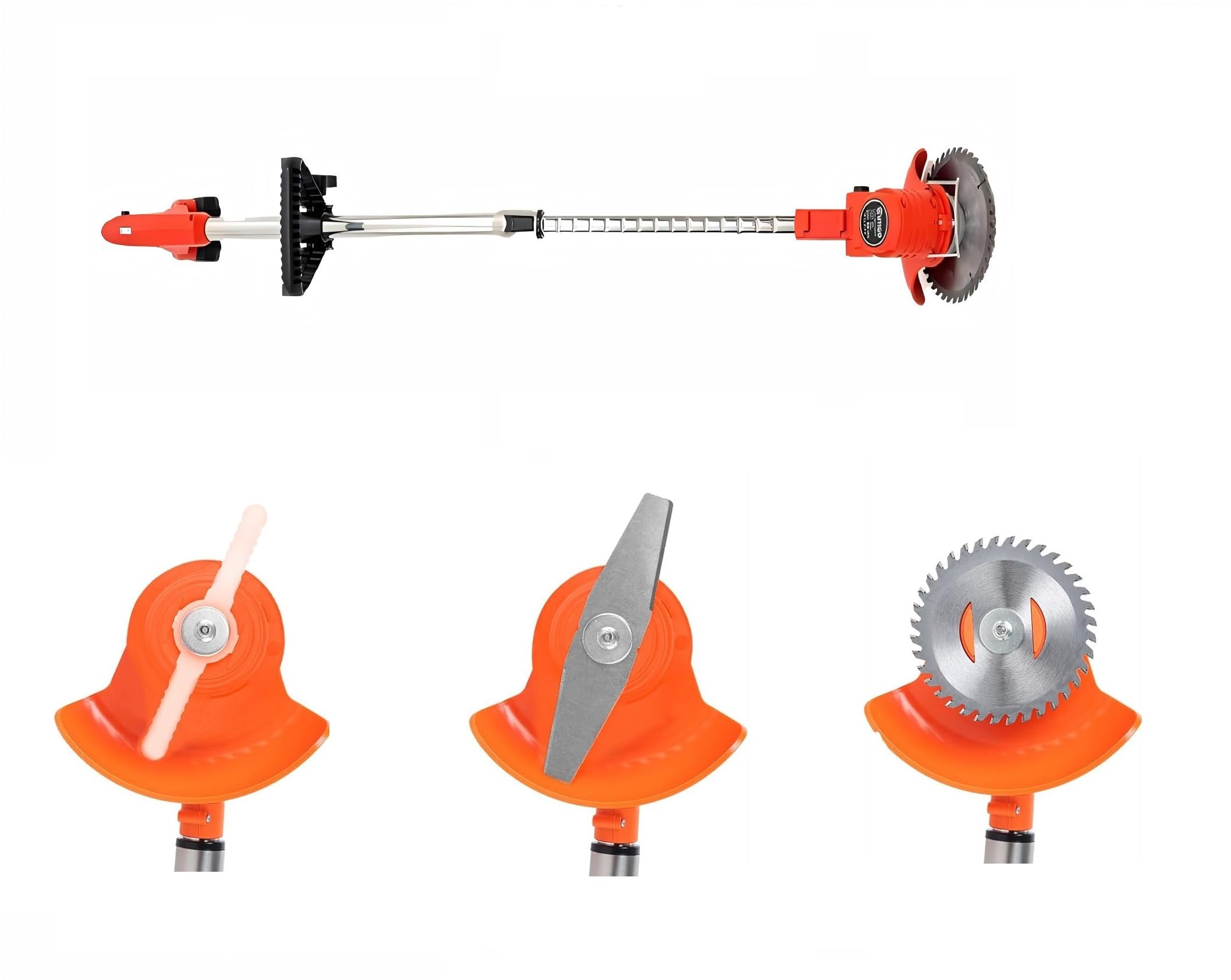 Débroussailleuse Électrique sans Fil, Légère et Pliable, 2 Batteries 2000mAh 21V, 4 Types de Lames, pour Pelouse et Jardin (Rouge)