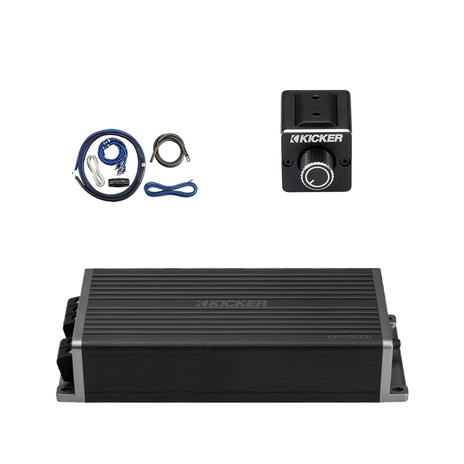 Kicker KPX500.1 Weather-Resistant 750 Watt Dynamic Power Mono Amplifier with Dual Bass Remote and Wiring Install Kit