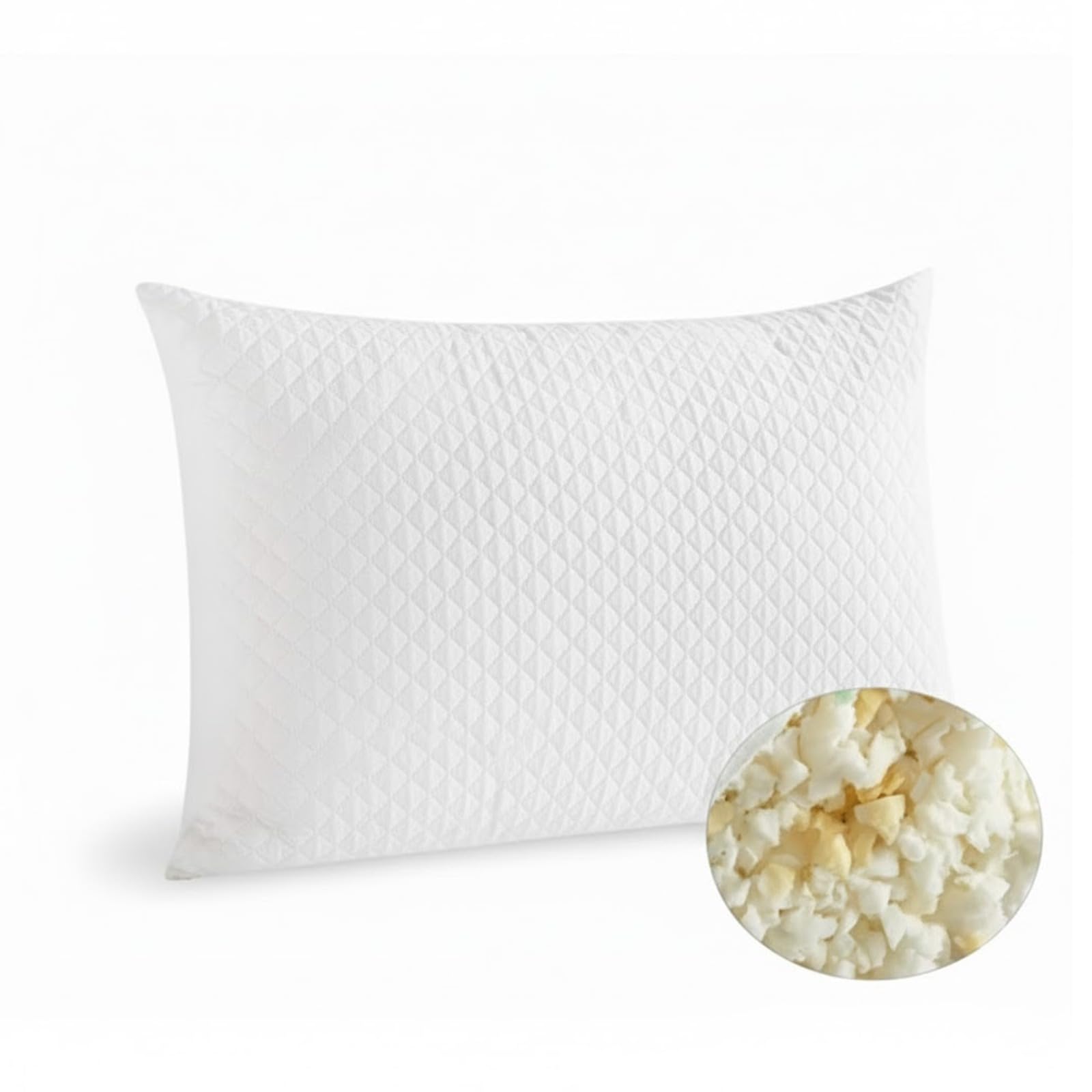 Tt Threadtrade White Shredded Memory Foam Pillow Set, Adjustable Loft Bed Pillows, Ergonomic Support For Back, Side & Stomach Sleepers, Washable, And Ultra-Soft Comfort, Pack Of (1)