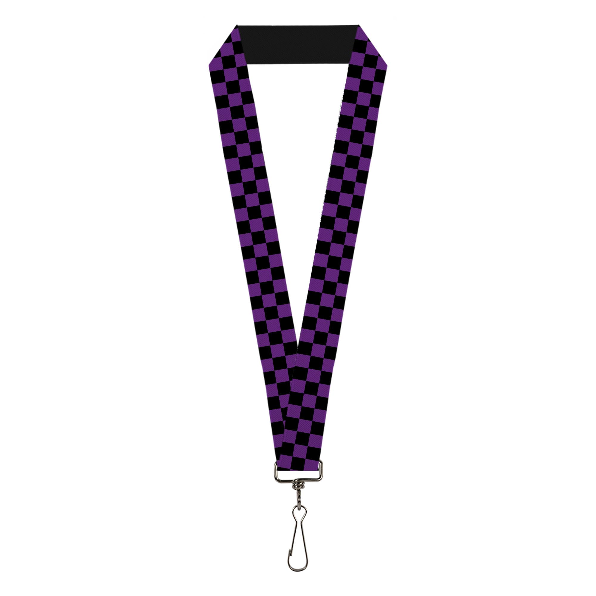 Buckle Down Women's Lanyard-1.0"-Checker Black/Purple Key Chain, Multicolor, One Size