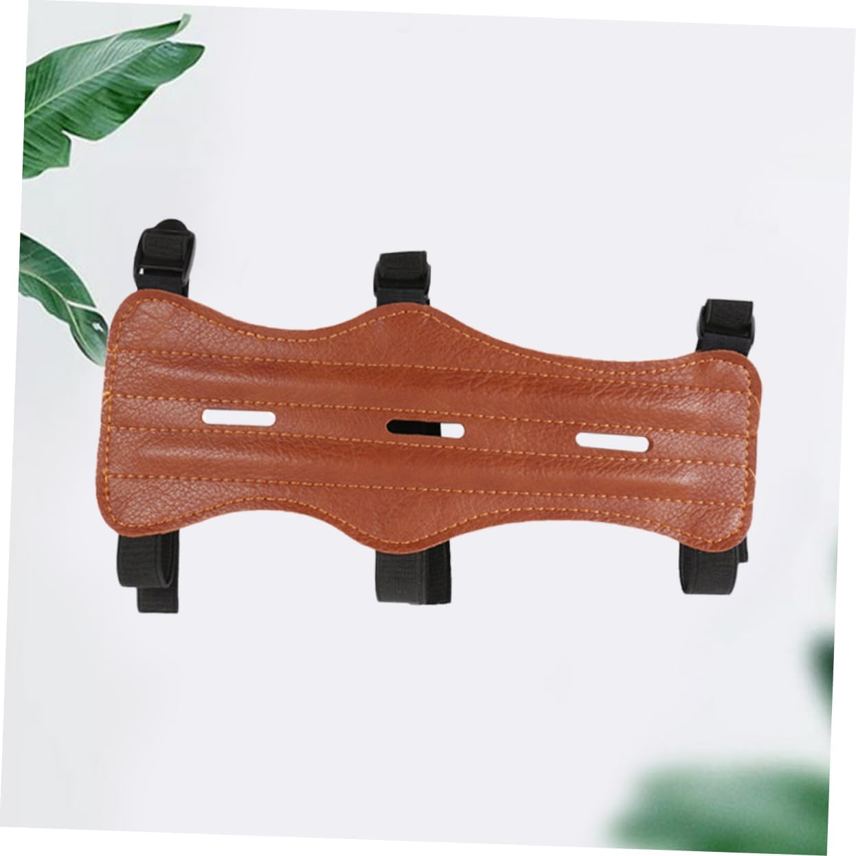 Adjustable Pu Leather Archery Arm Guard Lightweight Protective Gear with Triple Buckle Strap for Hunting and Target Shooting Unisex Forearm Protector Brown