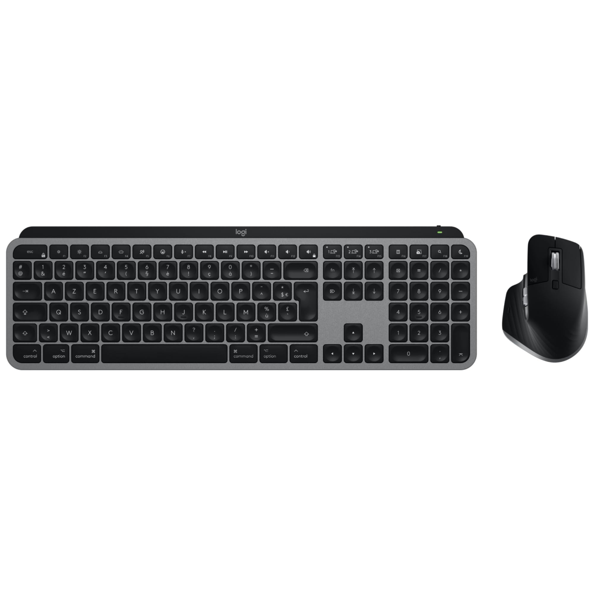 Logitech MX Keys S Combo for Mac Clavier/Souris sans Fil avec Repose-Poignet Clavier Lumineux Souris à Défilement Rapide Bluetooth USB C pour MacBook Pro/MacBook Air/iMac/iPad - AZERTY