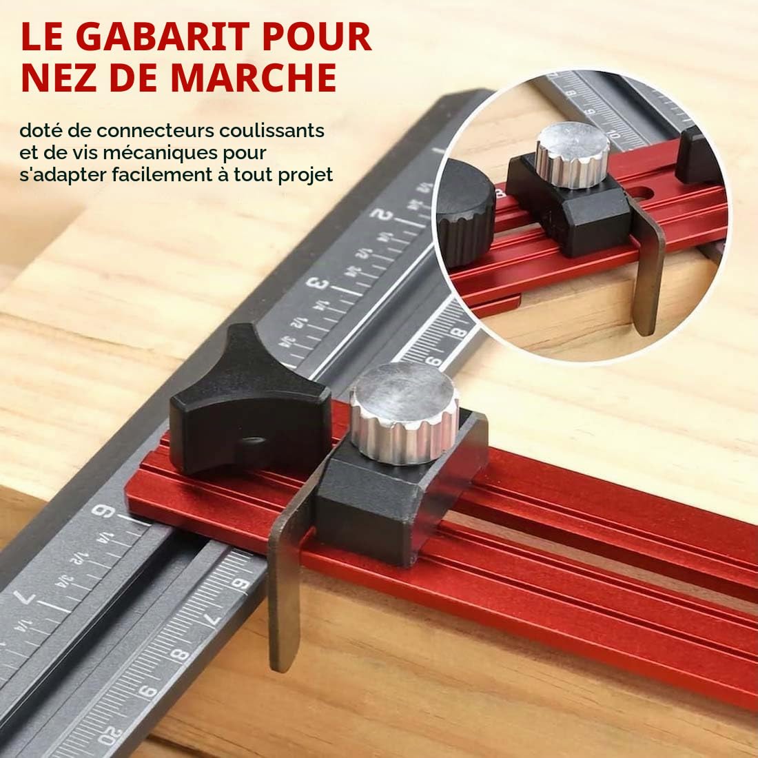 Outil de Gabarit de Marche D'escalier, Réglable Longueur Angle Alliage D'aluminium Outil Mesure D'escalier, Jauge D'escalier pour Supports D'escalier, Cloisons Séparation, Marchepieds, étagères