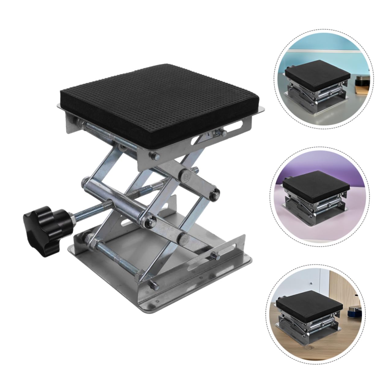Mesa de elevación de acero inoxidable de 15 kg, plataforma de elevación de tijera, altura ajustable para soporte de laboratorio