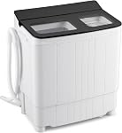 Giantex Portable Washing Machine, 20LBS Twin Tub Mini Compact Laundry Washer Spinner Combo with Drain Pump, 12Lbs Washer and 8Lbs Spinner for Apartments, RVs, Dorms, Blue+White