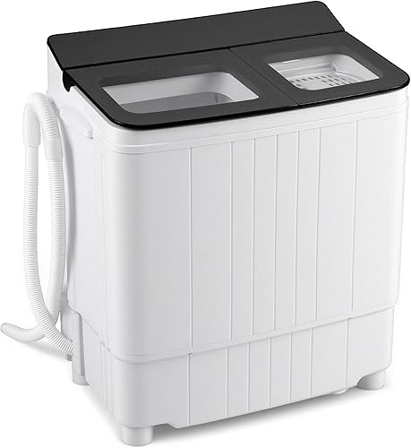 Miniatura 13 de Giantex Lavadora portátil, 20 libras, doble tina, mini lavadora compacta con bomba de drenaje, lavadora de 12 libras y giratorio de 8 libras para