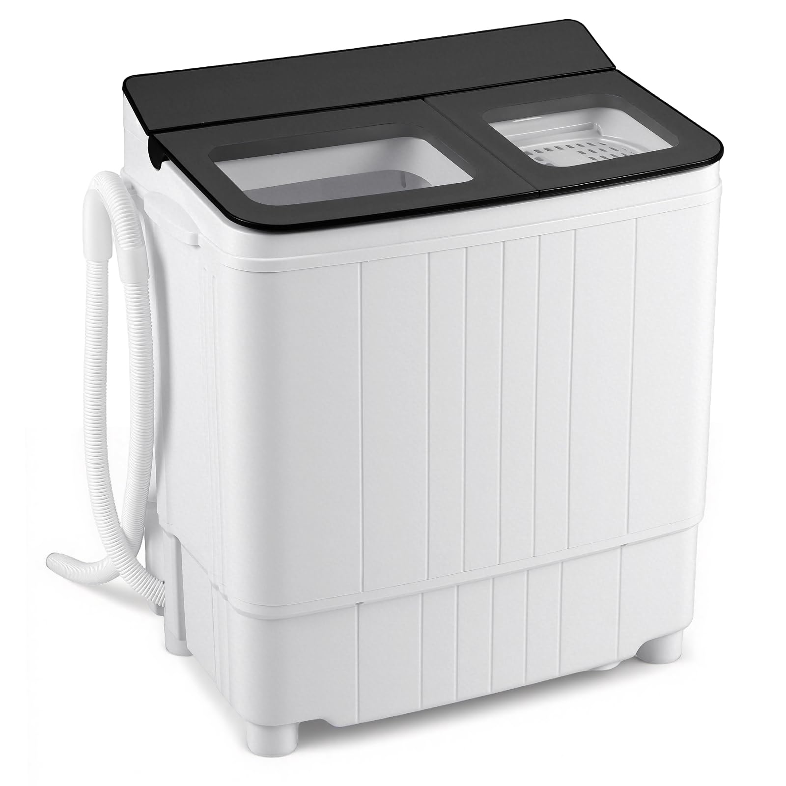 Giantex Portable Washing Machine, 18LBS Twin Tub Mini Compact Laundry Washer Spinner Combo with Drain Pump, 11Lbs Washer and 7Lbs Spinner for Apartments, RVs, Dorms, Gray+White
