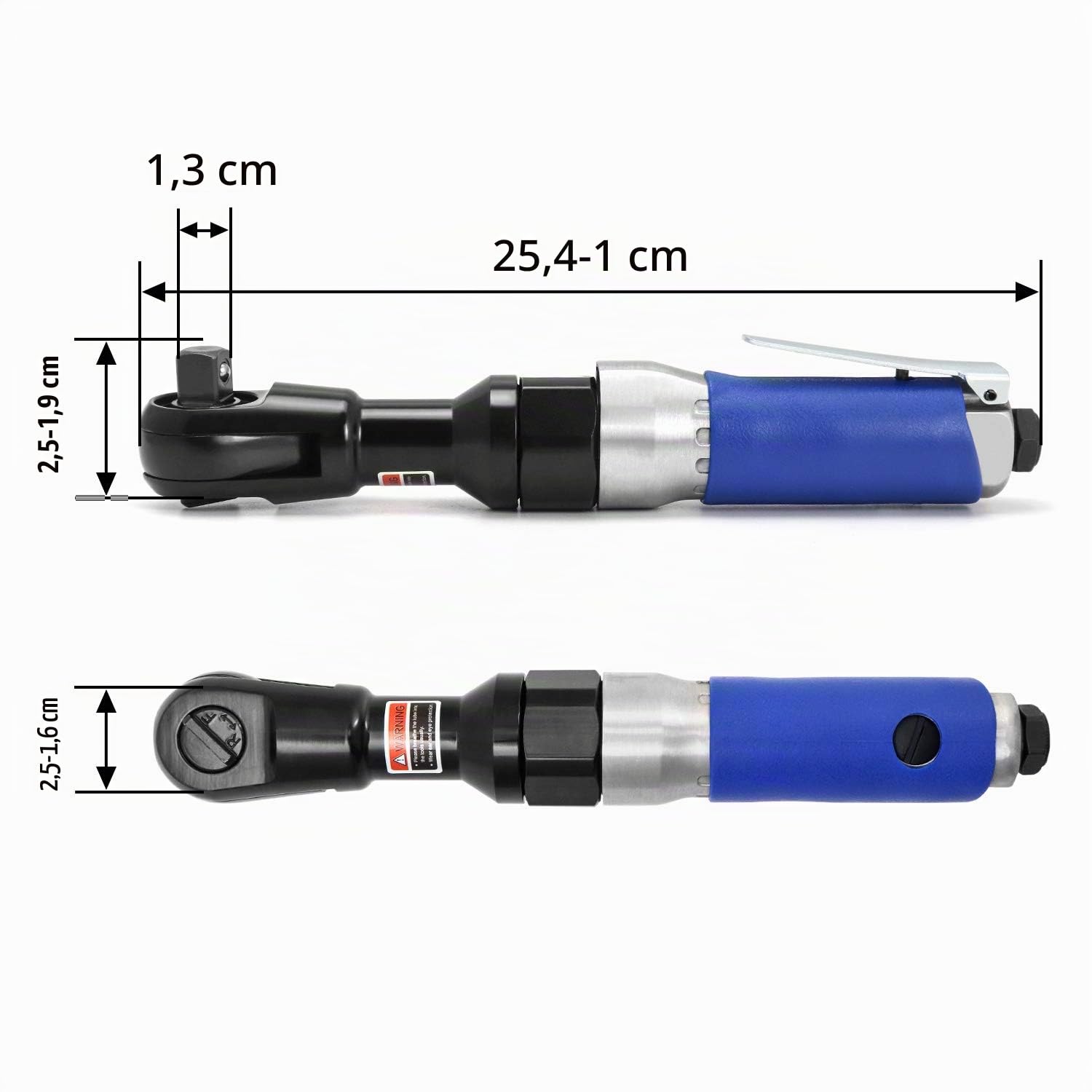 QWORK® Chiave a cricchetto ad aria da 1/2" / 12.5mm, Avvitatore a cricchetto Pneumatico, super veloce e resistente, coppia massima da 85 N.M