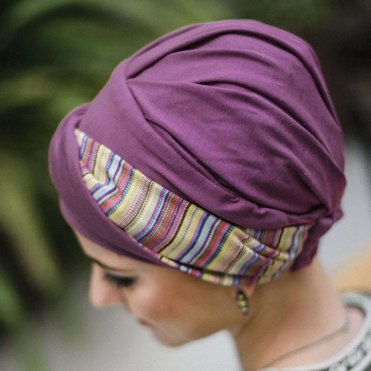 CAREBELL Turbante Oncologico Bambù Elegance Nomade · Cappello Chemioterapia Alopecia Morbido Traspirante Senza Cuciture Regolabile per Donna