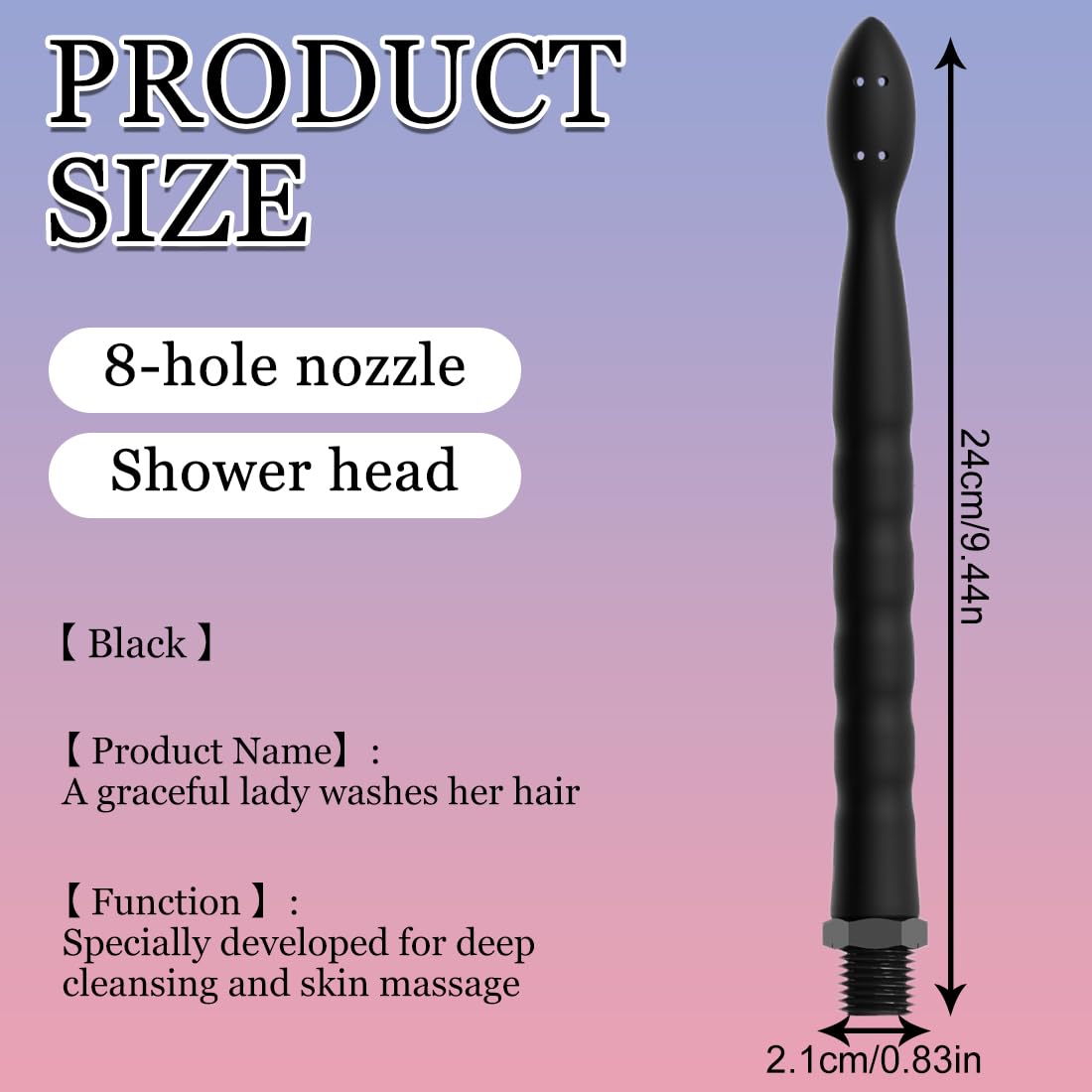 QEXUJOW Productos de cuidado íntimo para duchas vaginales y enemas, Un limpiador de silicona negro, diseño todo en uno, con 8 aberturas, adecuado para cabezales de ducha, unisex. — view 2