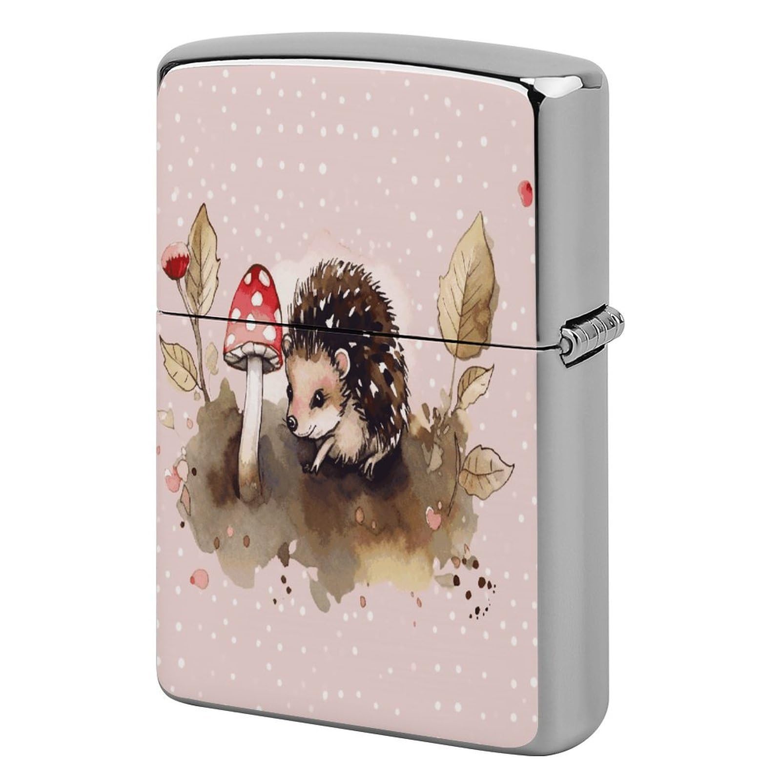 Btcowzrv Style Hedgehog Watercolor Painting Metal Lighter Case Sleeve Cover Holder