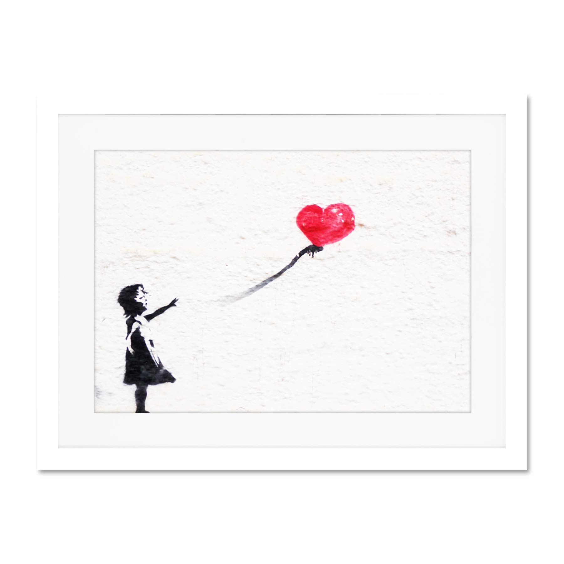 Banksy Balloon Girl Graffiti Large White Framed Art Print Wall Poster 18x24 inch