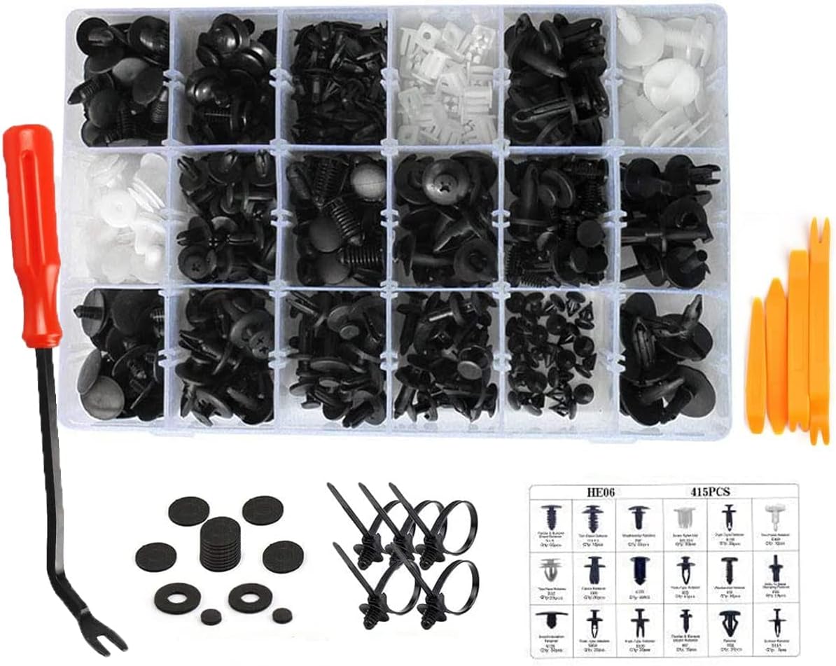450 PCS Car Retainer Clips & Plastic Fasteners Kit-18 Most Popular Sizes Auto Push Pin Rivets Set -Door Trim Panel Clips for GM Ford Toyota Honda Chrysler