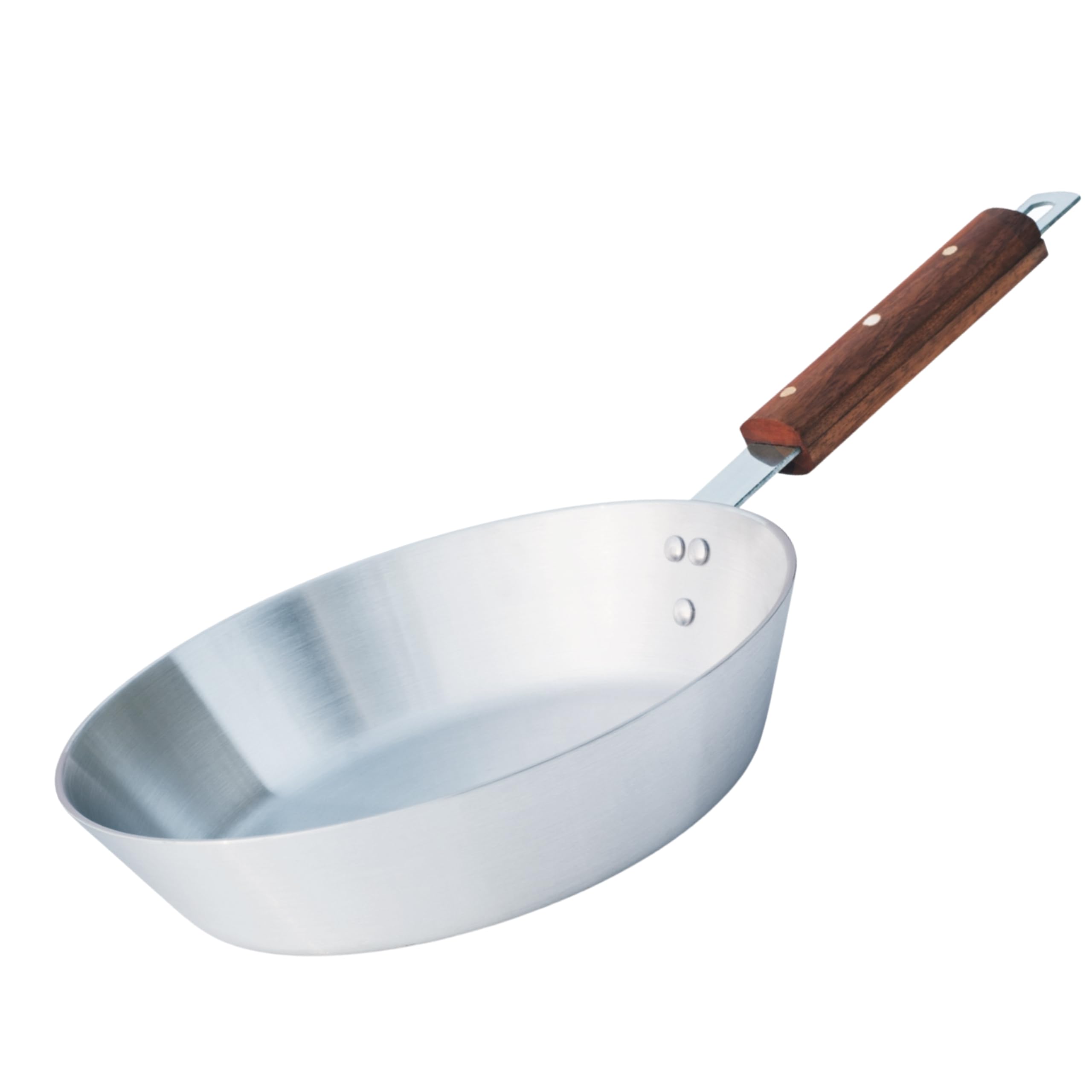 KITCHEN KING COOKWAREFrying Pan Stainless Steel Frying Pan Chef Cooking Pan compatible with Multiple Hobs including Induction, Cool Wooden Handle PFOA free Healthy Aluminium Chef Collection (30cm)