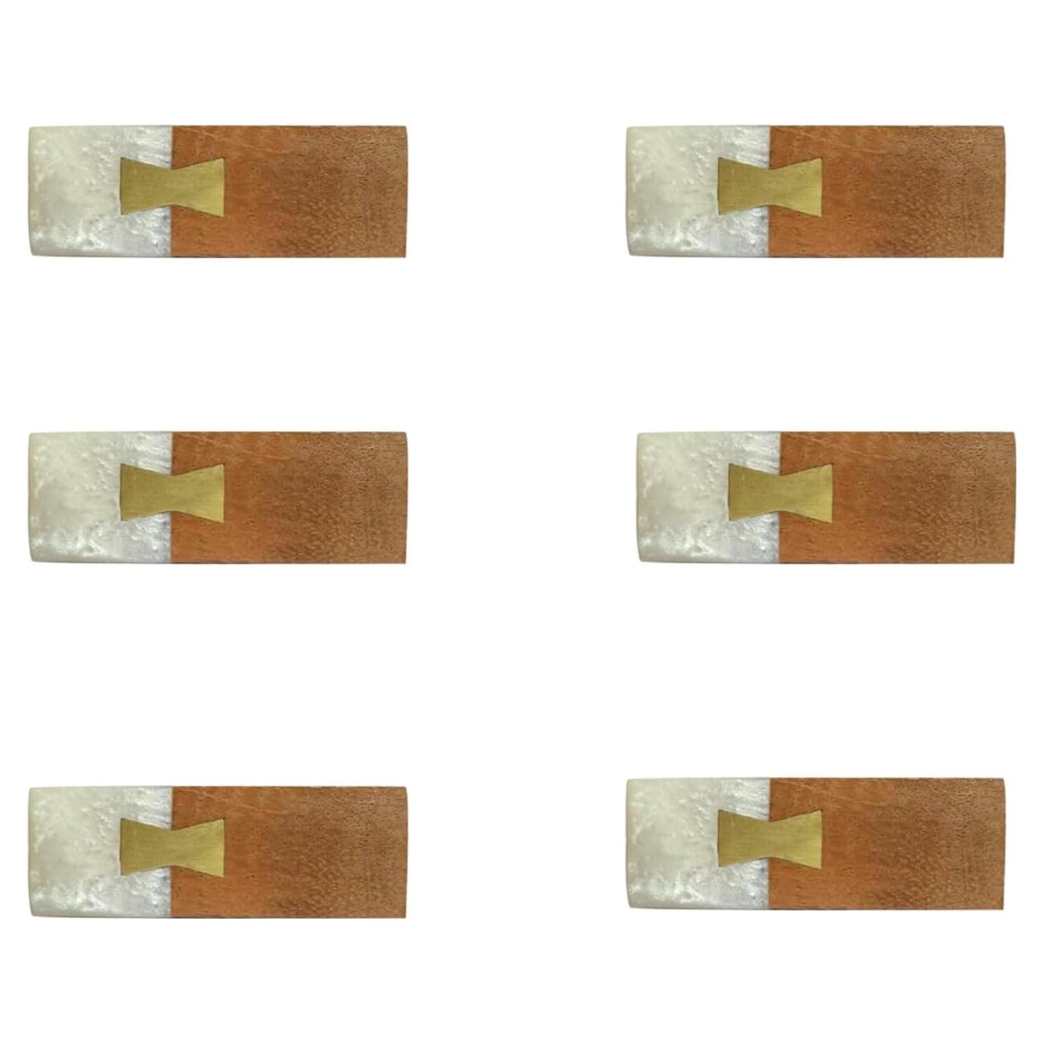 Perilla Home Set of 6 Acrylic & Wooden Knobs for Cabinets & Drawers Decorative Rectangle (2.5" Lx0.75 Bx1 H) Knobs for Home Kitchen Hardware Cupboard