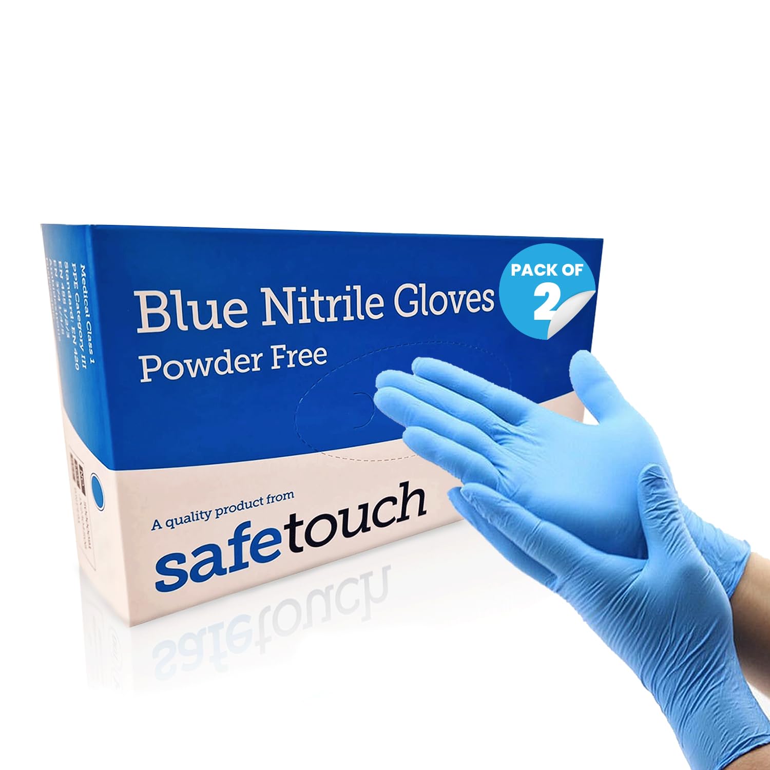 200 x Blue Nitrile Gloves Medium | Pack of 2 x 100 | Powder Free, Latex Free Disposable Gloves | Medical Grade for Catering, Cleaning & Healthcare – Just Health Disposables — image 1