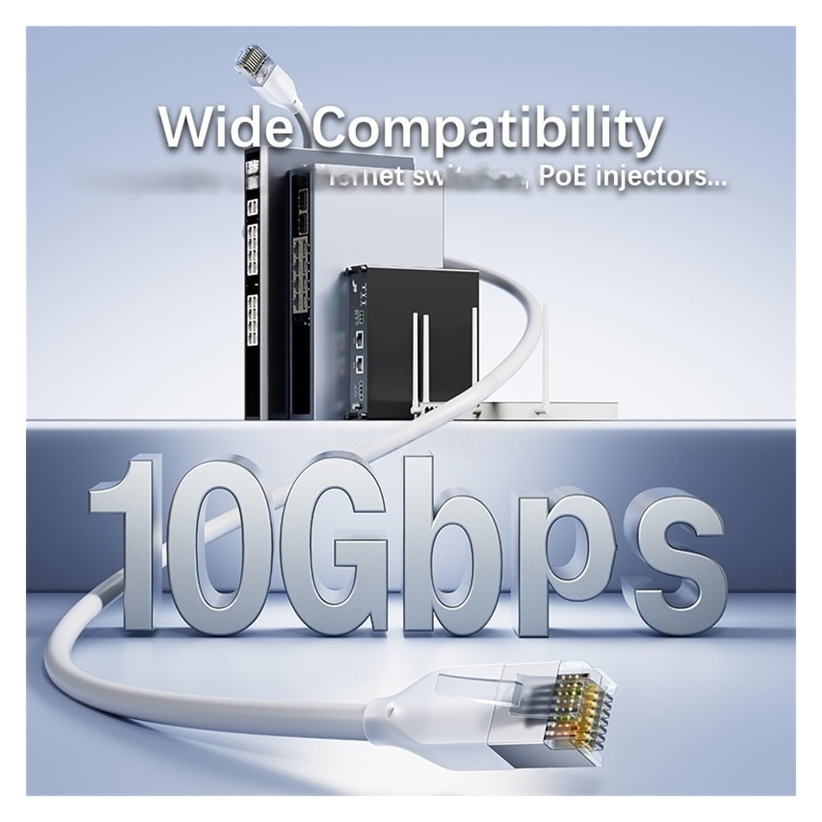 Cavo Ethernet, Cavi patch FTP Cat6a 10 Gbps 0,1-2 m Confezione da 24 pezzi bianchi for switch server