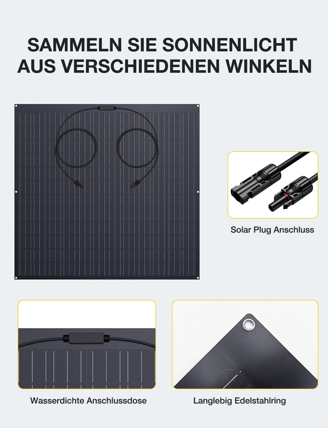 480W Flexible Solarpanel, 2x 240W Solarmodul, IP67 Wasserdicht Photovoltaik, Solar Panel für Wohnmobil, Balkonkraftwerk, Camping, Boot